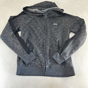 Victoria’s Secret PINK Y2K Black Holographic Silver Sequin Zip Up Hoodie Medium